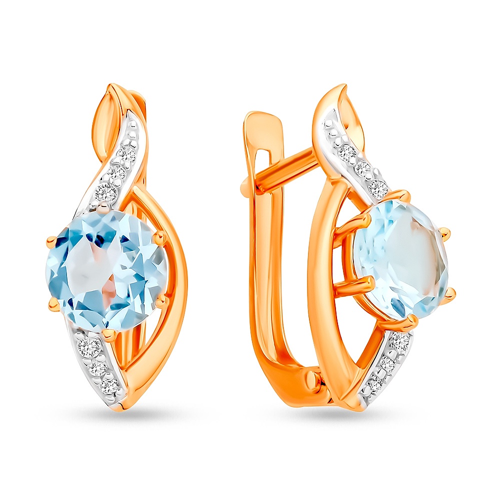 

Серьги из красного золота 585Gold 202008826, топаз/фианит, 202008826