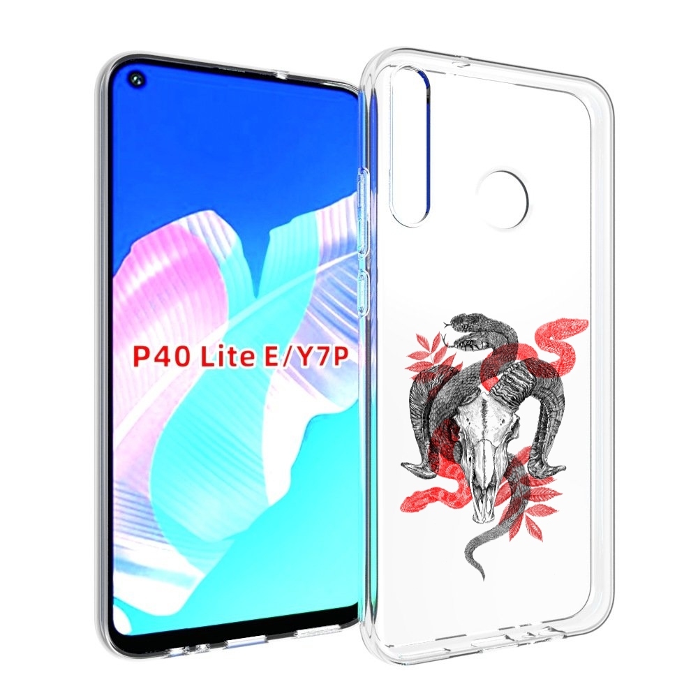 

Чехол бампер MyPads змея в черепе рисунок для Huawei P40 Lite E., Прозрачный, Tocco