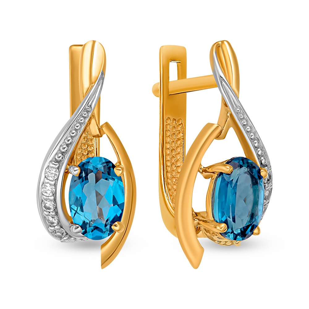 

Серьги из красного золота 585Gold 202008833, топаз/фианит, 202008833