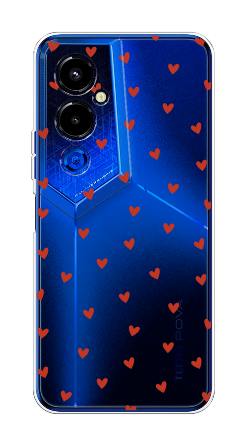 

Чехол на Tecno Pova 4 Pro "Red hearts", Красный;прозрачный, 302650-1