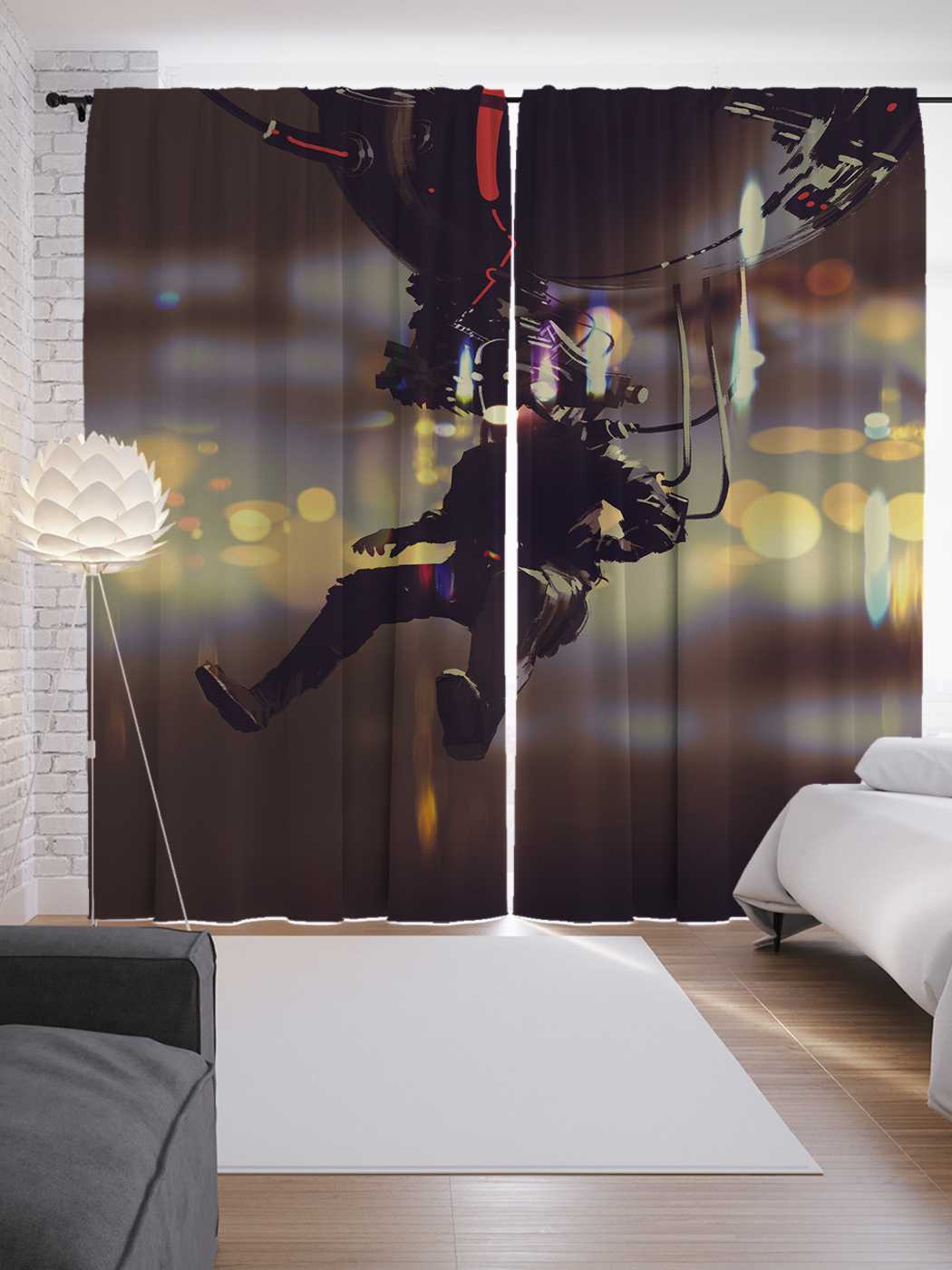 

Шторы JoyArty с фотопечатью "Ночной полет" из сатена, 290х265 см, Ночной полет