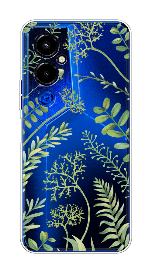 

Чехол на Tecno Pova 4 Pro "Green Leaves", Зеленый;прозрачный, 302650-1