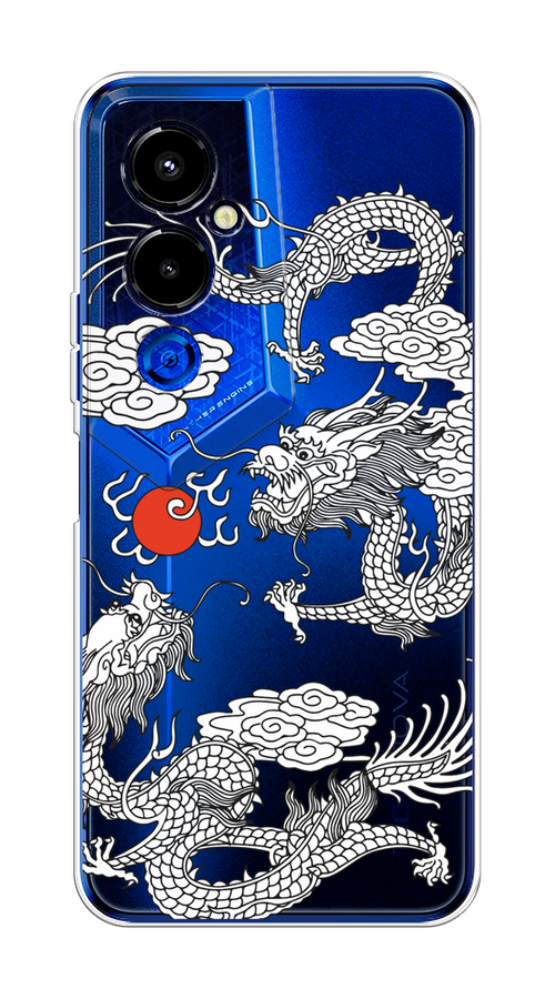 

Чехол на Tecno Pova 4 Pro "Драконы с ножом", Прозрачный;черный;белый, 302650-1
