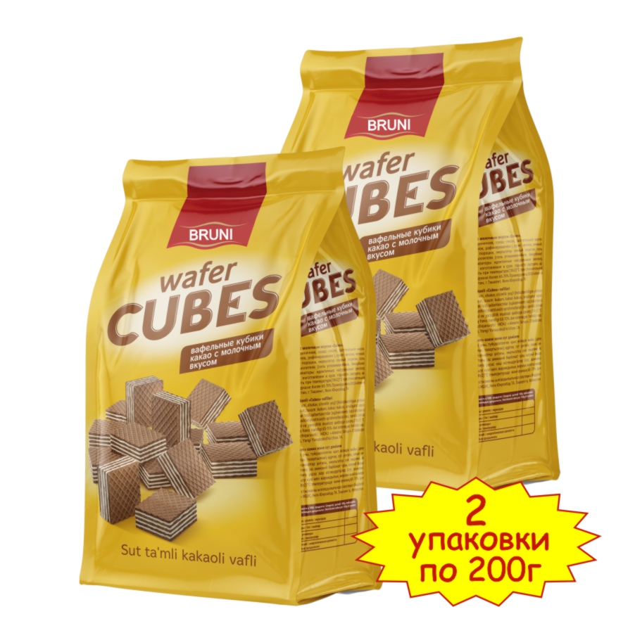 

Вафли Bruni CUBES с какао и молочным вкусом, 200 г х 2 шт