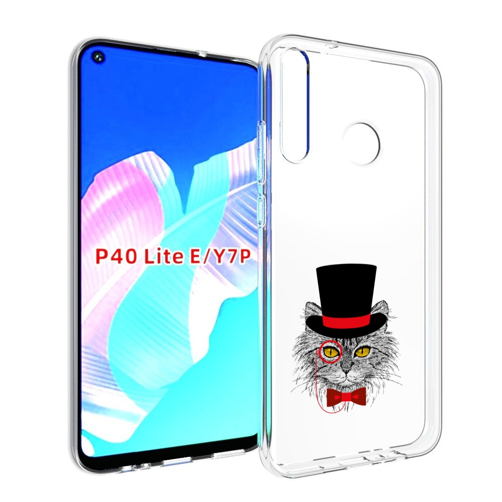 Чехол бампер MyPads кот в шляпе для Huawei P40 Lite E.