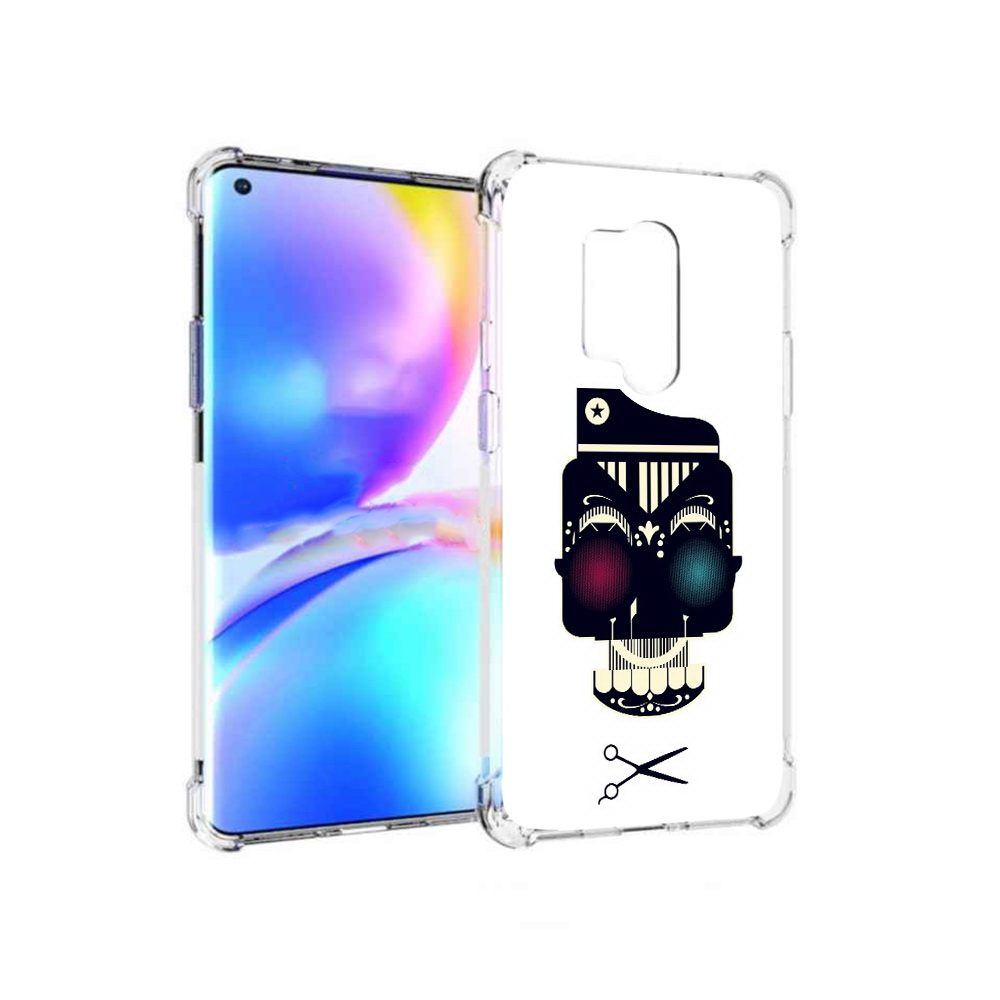 

Чехол MyPads Tocco для OnePlus 8 Pro черно белый скелет с яркими глазами, Прозрачный, Tocco
