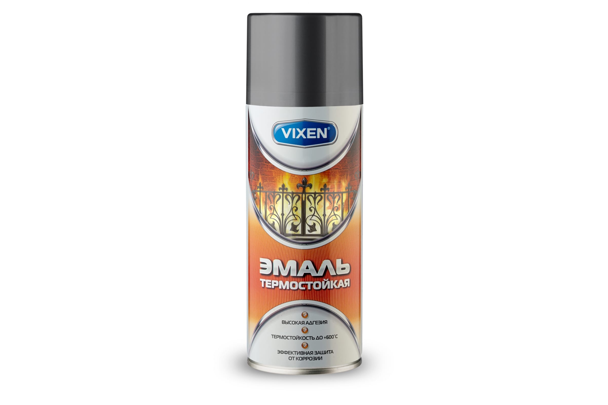 Vixen Эмаль термостойкая графит аэрозоль 12х520 мл. VX-53003