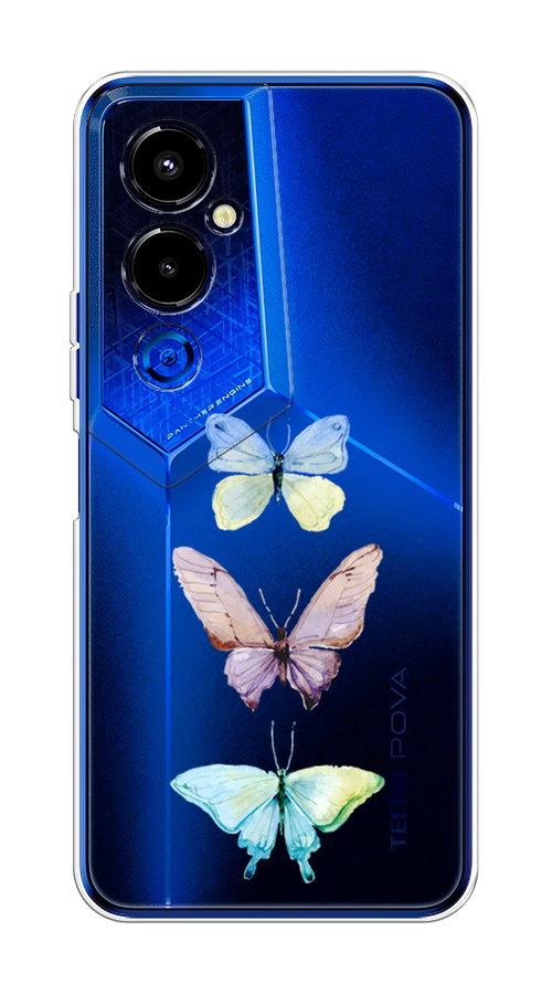 

Чехол на Tecno Pova 4 Pro "Акварельные бабочки", Бирюзовый;розовый, 302650-1