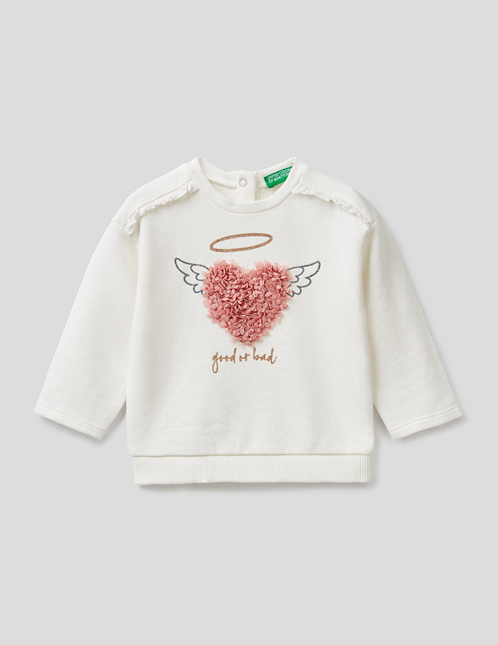 

Свитшот для девочек Benetton цв. белый р.80, 21A_3J68C15DM