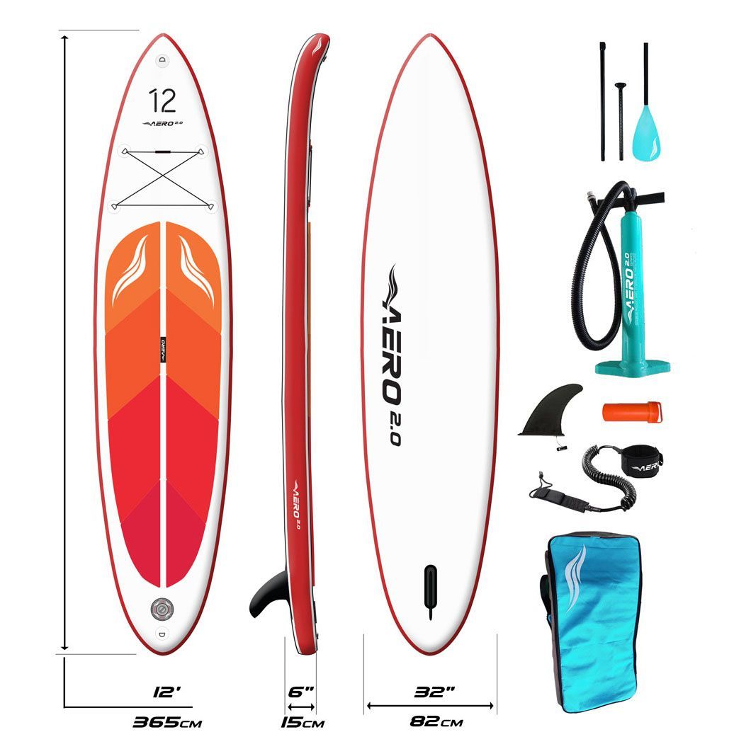 SUP доска AERO A12RED, 365 x 82 x 15 см, до 180 кг