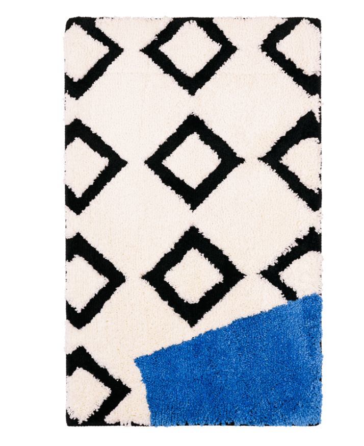 фото Мягкий коврик memphis для ванной комнаты 50х80 см., цвет белый и синий moroshka