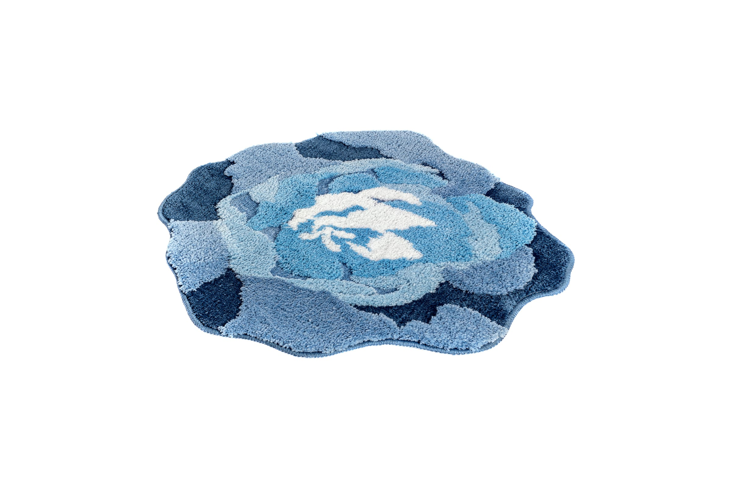 фото Мягкий коврик fleur для ванной комнаты 70х70 см., цвет синий и голубой moroshka