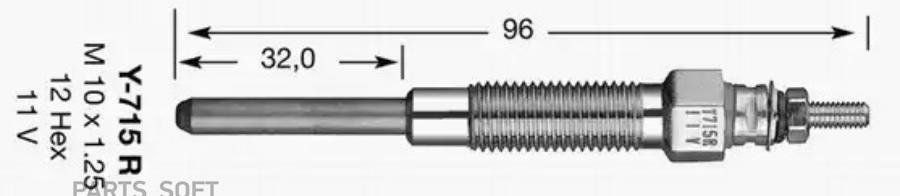 

NGK-NTK 5376 Y-715R_свеча накаливания Toyota Hiace Land Cruiser 4 Runner 2.4 2.5 2.8D 90