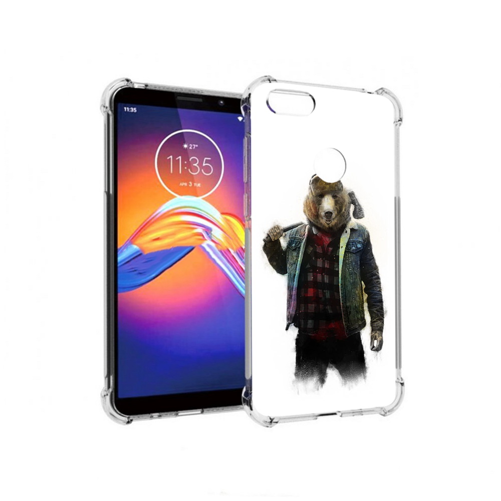 

Чехол MyPads Tocco для Motorola Moto E6 медведь с топором (PT227058.343.469), Прозрачный, Tocco