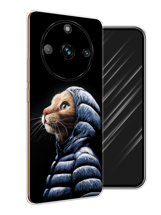 

Чехол Awog на Realme 11 "Кот в капюшоне", Черный;бежевый;синий, 2514150-2