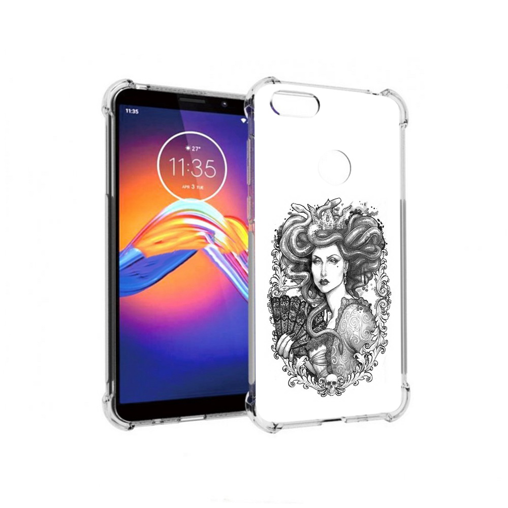

Чехол MyPads Tocco для Motorola Moto E6 медуза черно белый (PT227058.343.472), Прозрачный, Tocco