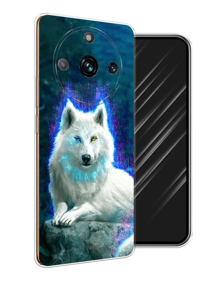 

Чехол Awog на Realme 11 "Белоснежный волк", Белый;зеленый;фиолетовый, 2514150-2