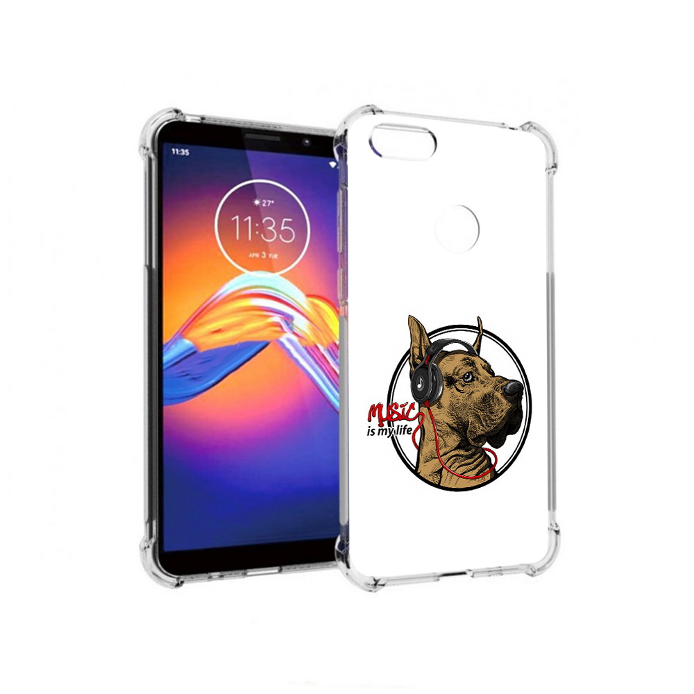 

Чехол MyPads Tocco для Motorola Moto E6 музыкальная собака (PT227058.343.490), Прозрачный, Tocco