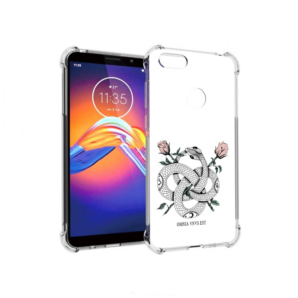 

Чехол MyPads Tocco для Motorola Moto E6 нарисованная змея абстракция (PT227058.343.502), Прозрачный, Tocco
