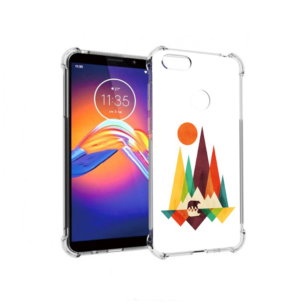 

Чехол MyPads Tocco для Motorola Moto E6 нарисованные горы с медведем (PT227058.343.506), Прозрачный, Tocco