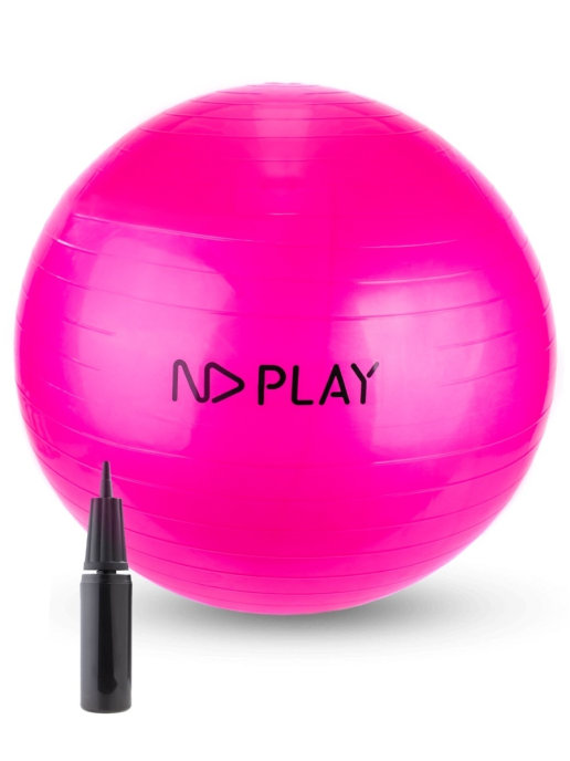 фото Фитбол с насосом,/гимнастический мяч nd play, 75 см, розовый