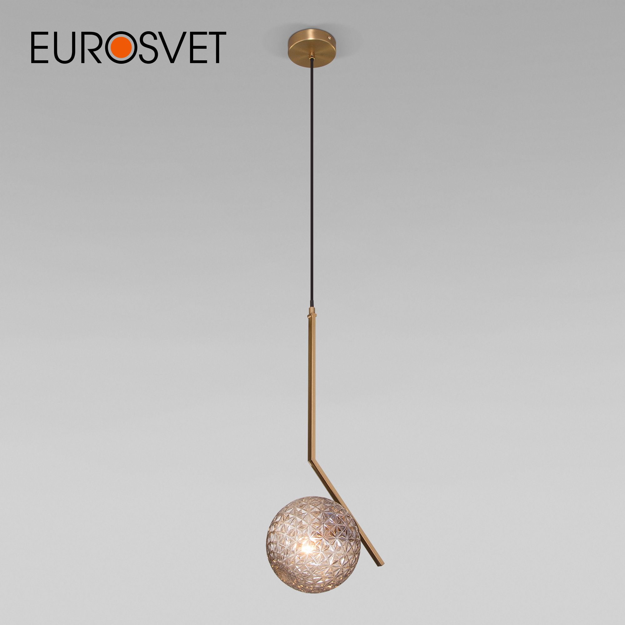 

Подвесной светильник Eurosvet Shape 50213/1 латунь со стеклянным янтарным плафоном E14, Shape