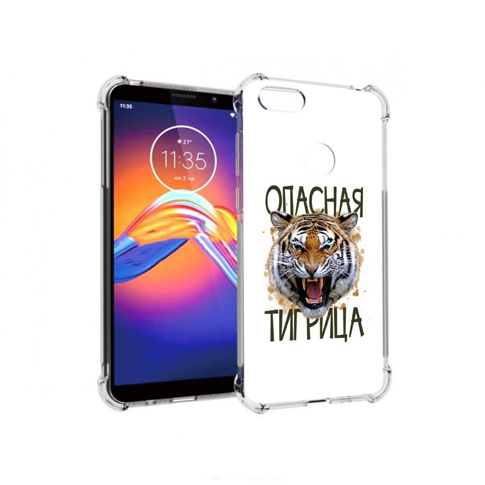 

Чехол MyPads Tocco для Motorola Moto E6 опасная тигрица (PT227058.343.527), Прозрачный, Tocco