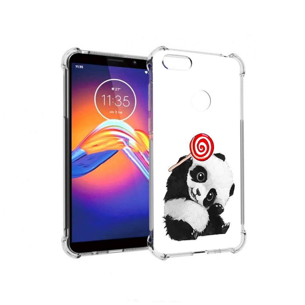 

Чехол MyPads Tocco для Motorola Moto E6 панда с леденцом (PT227058.343.534), Прозрачный, Tocco