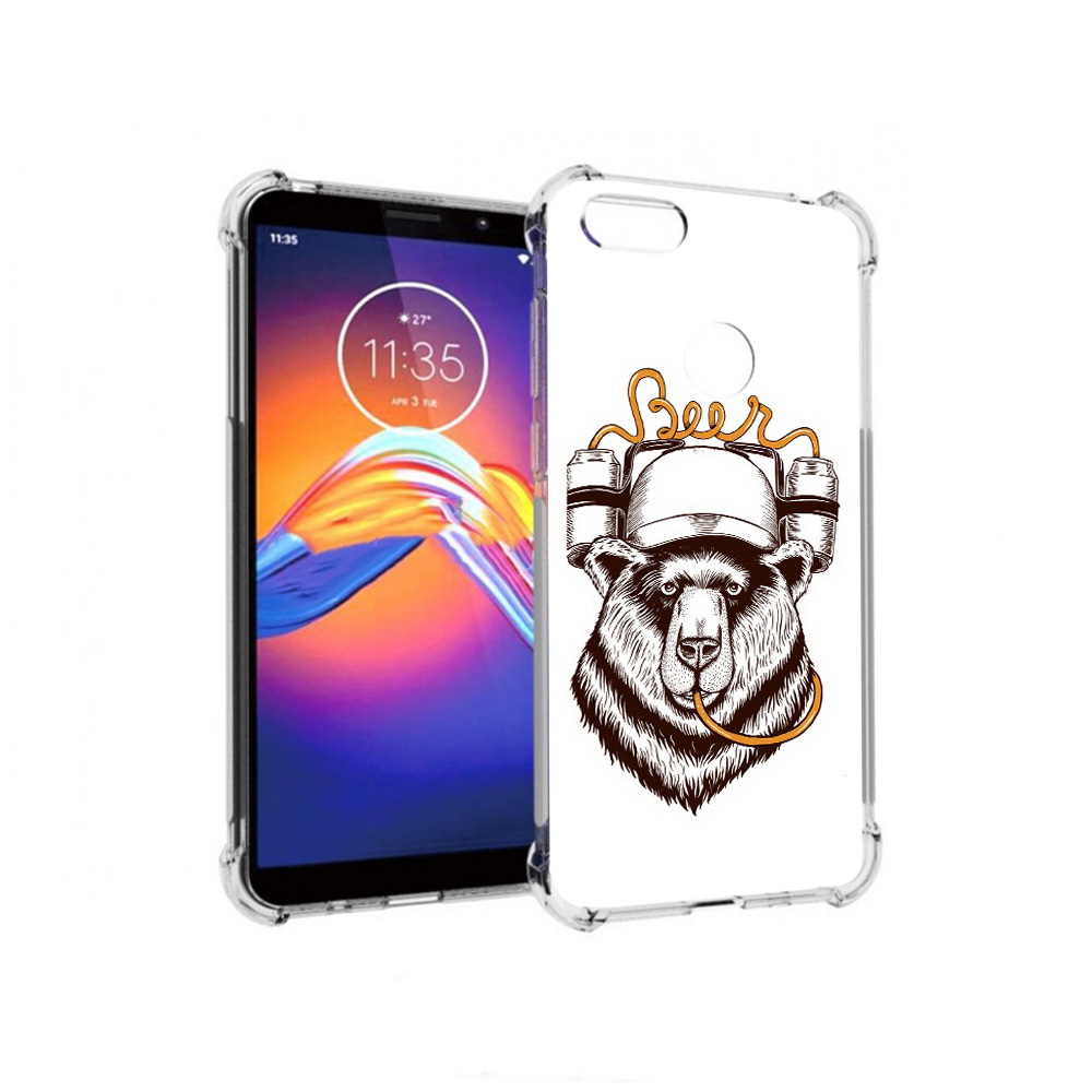 

Чехол MyPads Tocco для Motorola Moto E6 пивной медведь (PT227058.343.538), Прозрачный, Tocco