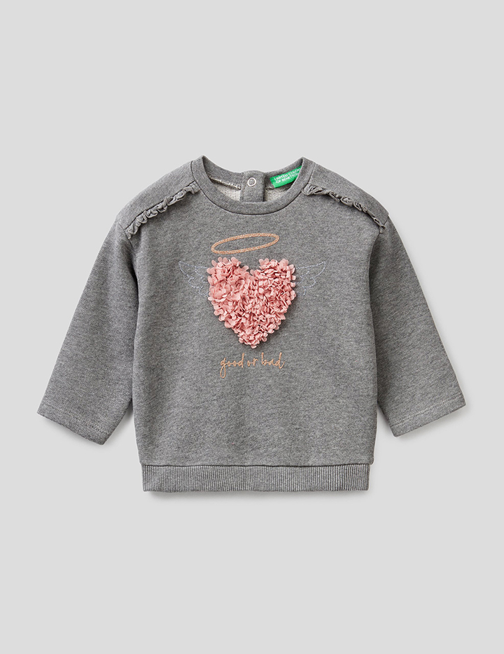 

Свитшот для девочек Benetton цв. серый р.98, 21A_3J68C15DM