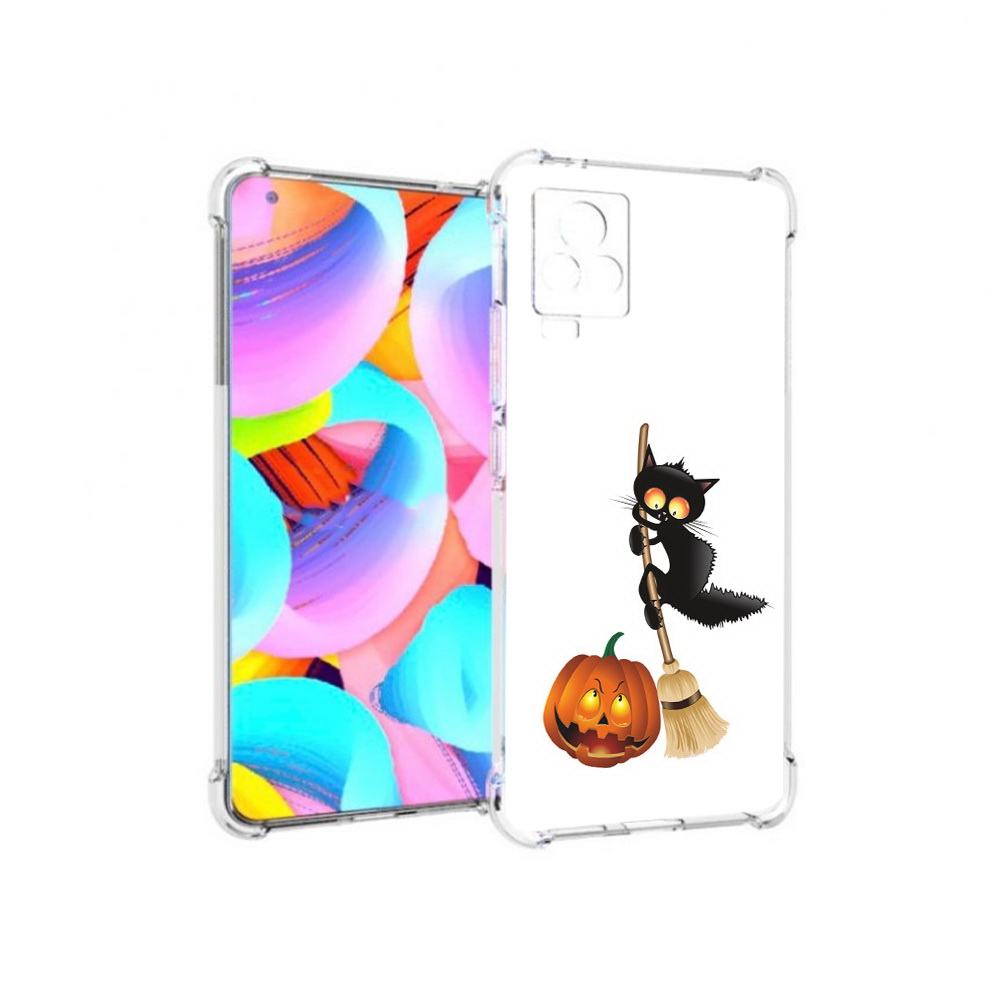 

Чехол MyPads Tocco для Vivo IQOO 7 хэлуинский котик, Прозрачный, Tocco