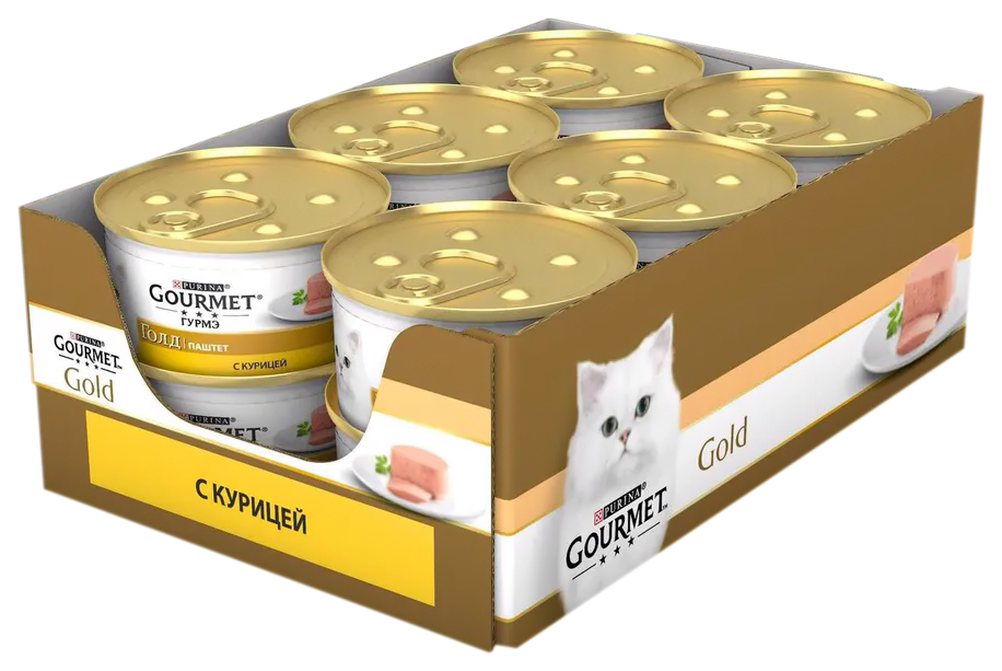 Влажный корм для кошек Gourmet Gold курица, 12 шт по 85 г