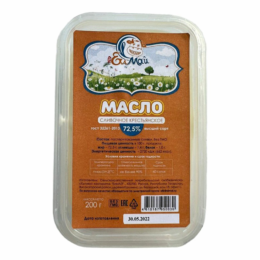 

Сливочное масло Елмай Крестьянское высший сорт 72,5% 200 г