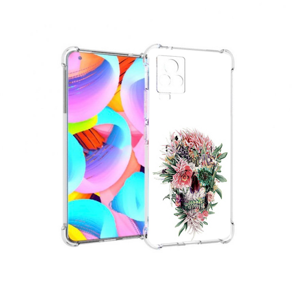 

Чехол MyPads Tocco для Vivo IQOO 7 череп из цветов, Прозрачный, Tocco