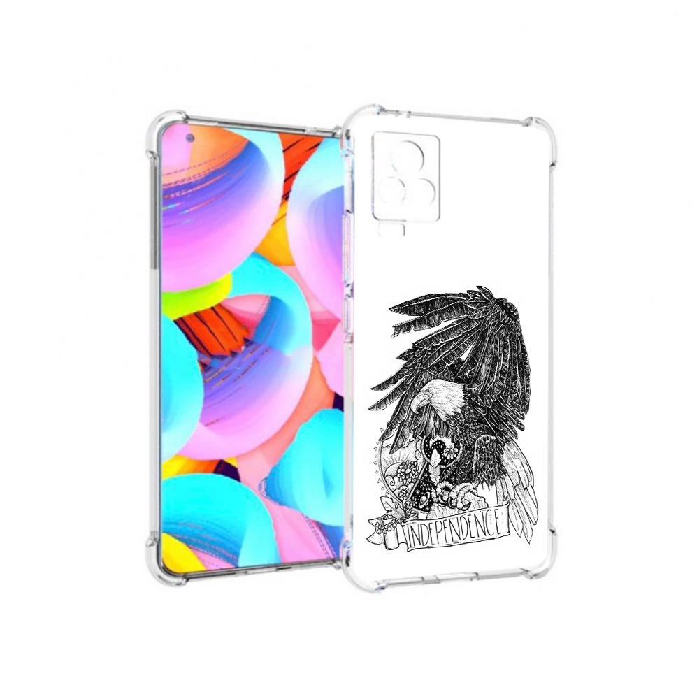 

Чехол MyPads Tocco для Vivo IQOO 7 черно белый сокол, Прозрачный, Tocco