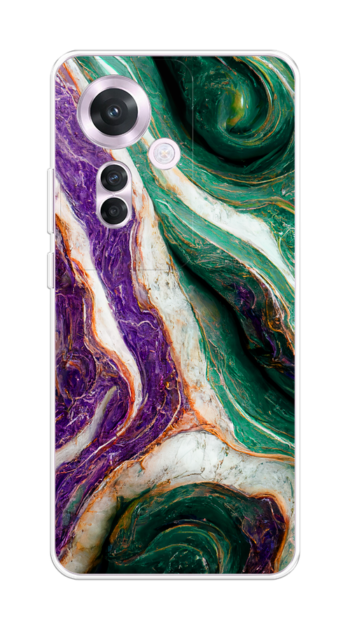 

Чехол на Oppo Reno 11F "Фиолетово-зеленый мрамор", Зеленый;фиолетовый, 2516650-1
