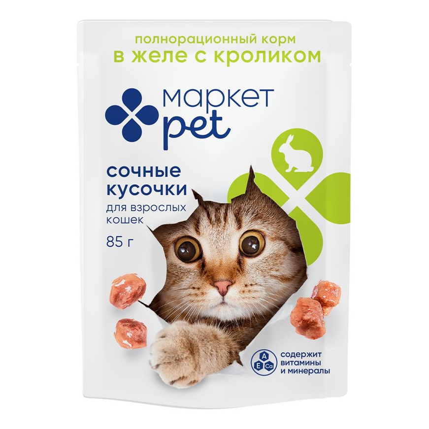 

Влажный корм для кошек Маркет Перекресток Pet с кроликом 85 г