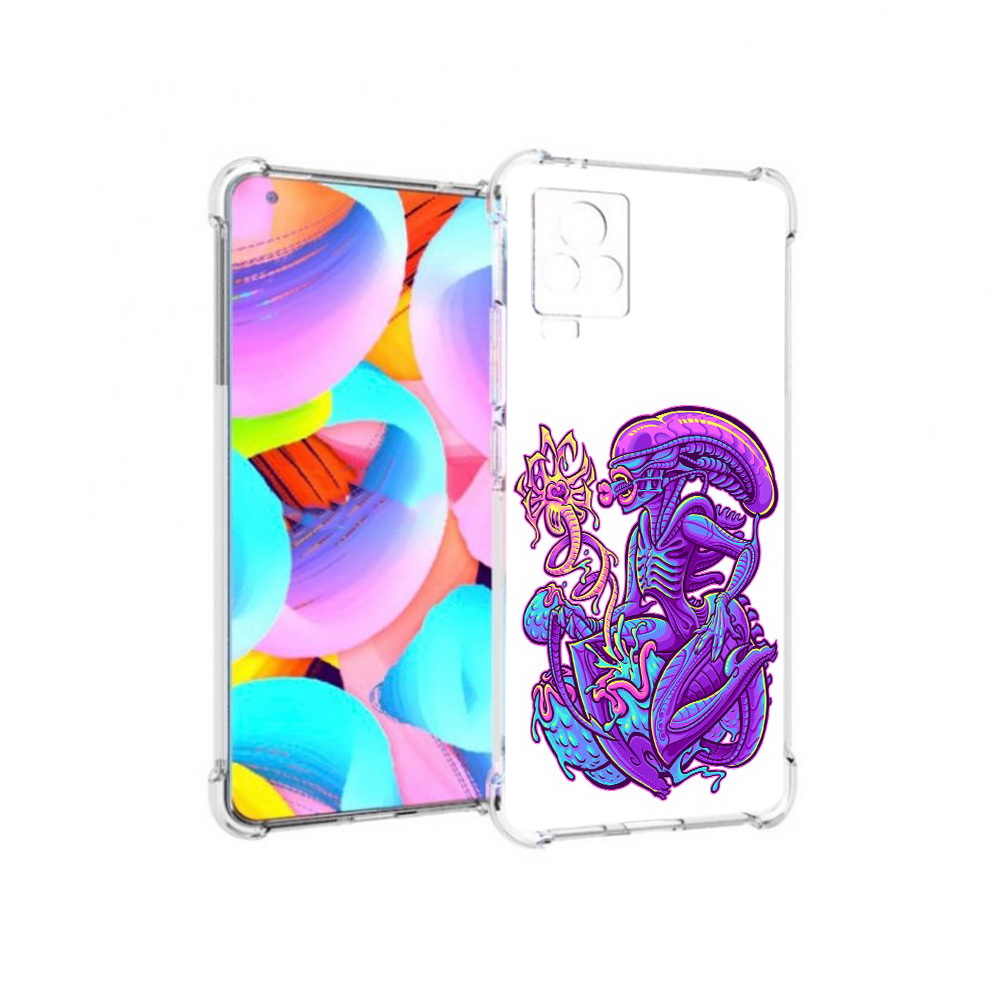 

Чехол MyPads Tocco для Vivo IQOO 7 чужой фиолетовый цвет, Прозрачный, Tocco
