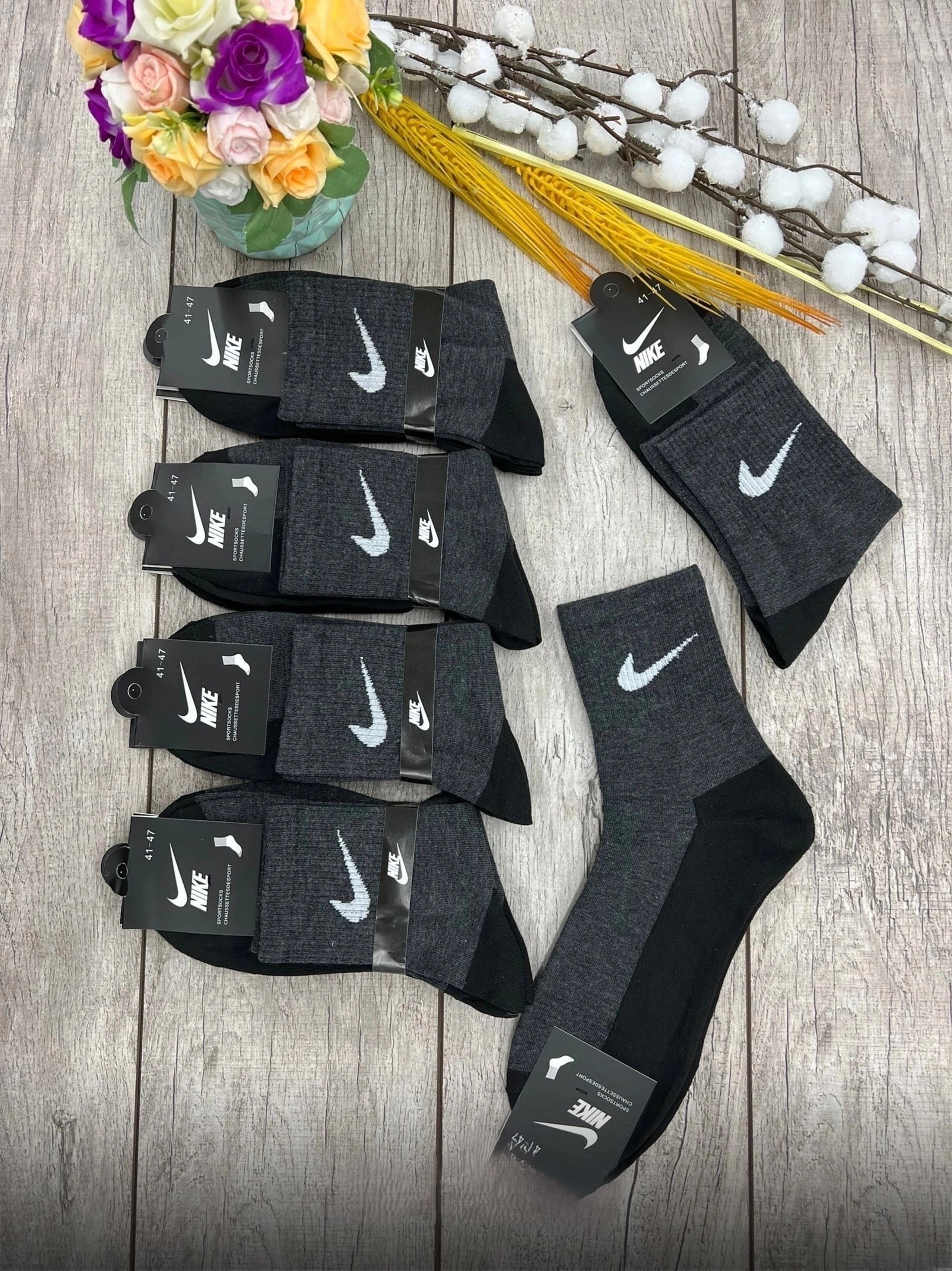 

Комплект носков мужских Nike HC5 серых 41-47, Серый, HC5