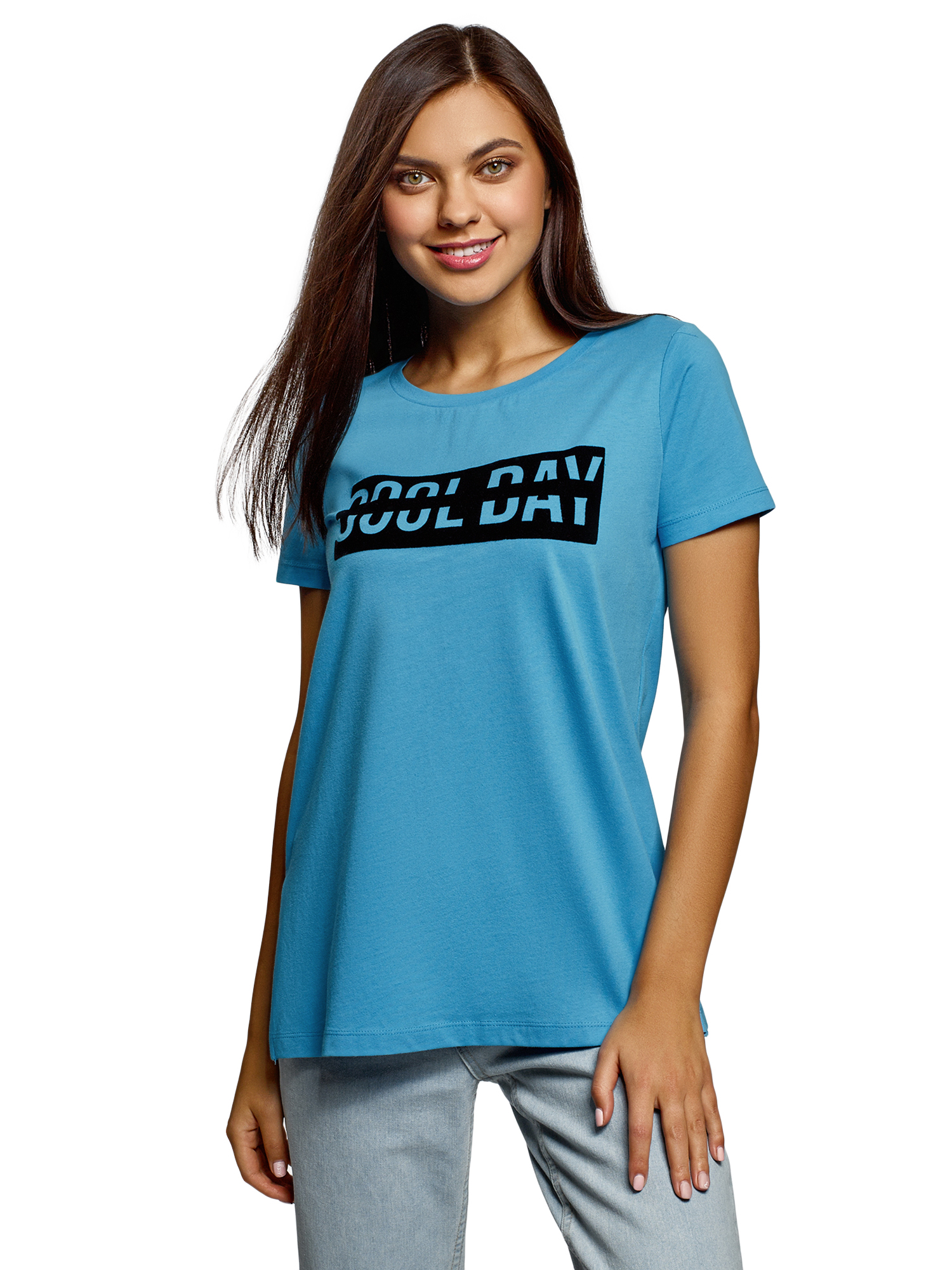 

Футболка женская oodji 14701094-2 синяя XS, 14701094-2