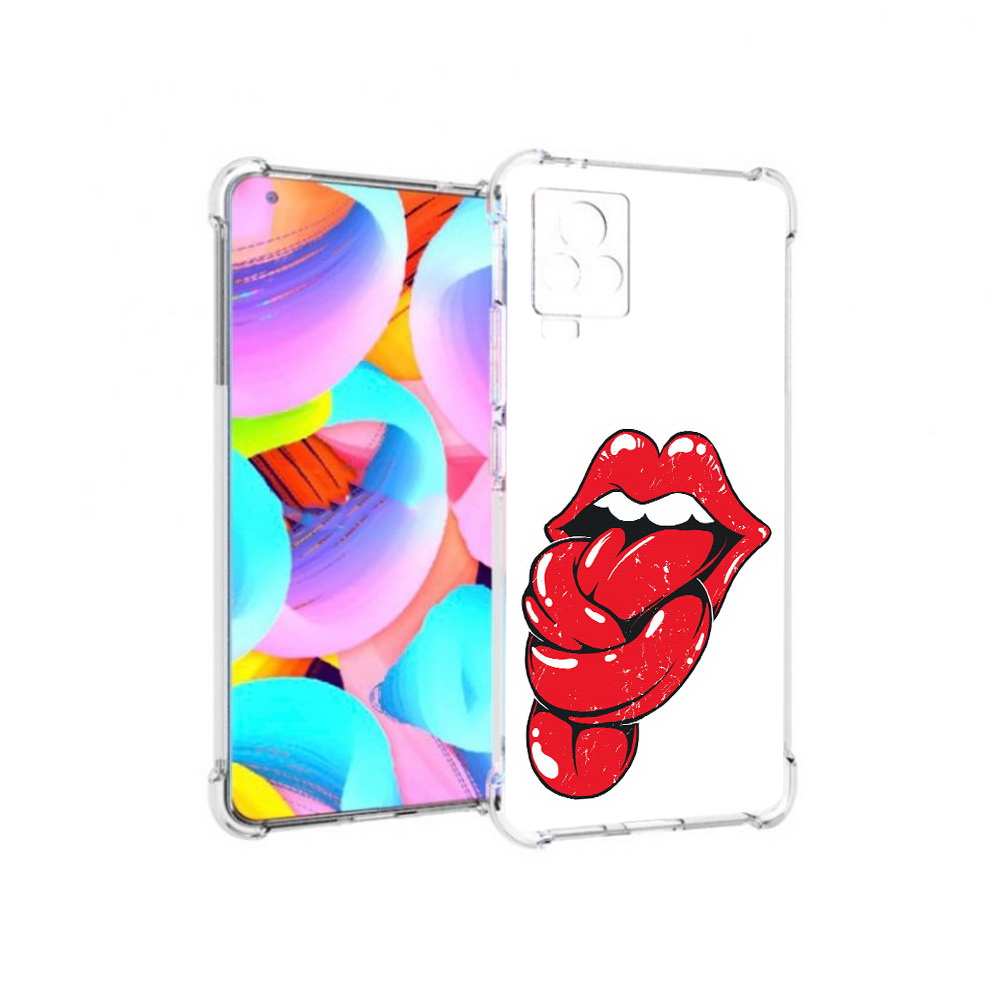 

Чехол MyPads Tocco для Vivo IQOO 7 яркие губы с языком, Прозрачный, Tocco