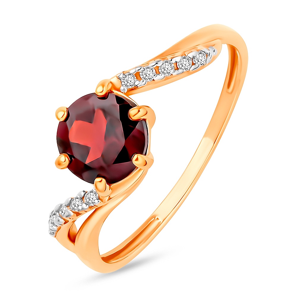 

Кольцо из золота р. , 585Gold 201013677, гранат\фианит, 201013677