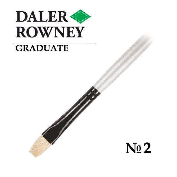 фото Daler rowney кисть щетина плоская укороченная №2 длинная ручка graduate daler-rowney