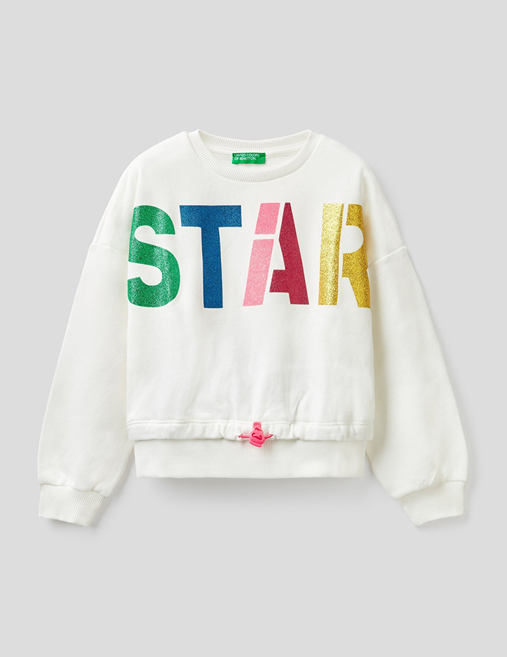 

Свитшот для девочек Benetton цв. белый р.158, 21A_3J68C15EW