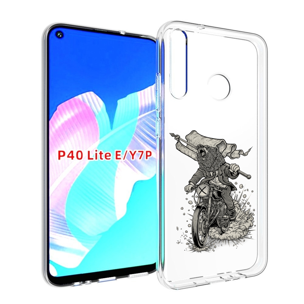 Чехол бампер MyPads медведь на мотоцикле для Huawei P40 Lite E.