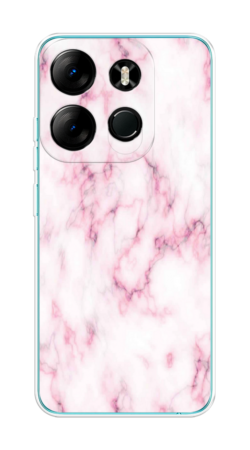 

Чехол на Tecno Spark Go 2023/Pop 7 Pro "Мрамор с розовым", Белый;розовый, 303150-1