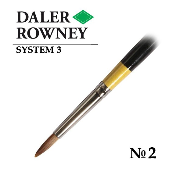 Daler Rowney Кисть жесткая синтетика круглая №2 длинная ручка SYSTEM 3 Daler-Rowney