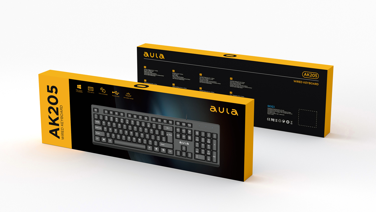 Проводная клавиатура Aula AK205 Black