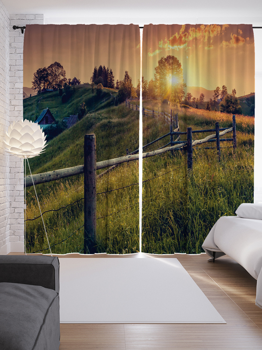 

Шторы JoyArty с фотопечатью "Холмовая ограда" из сатена, 290х265 см, Холмовая ограда