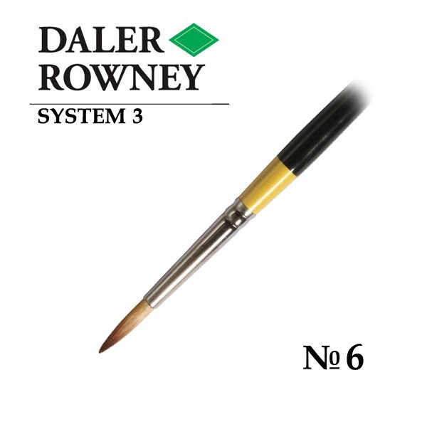 фото Daler rowney кисть синтетика круглая №6 короткая ручка system 3 daler-rowney